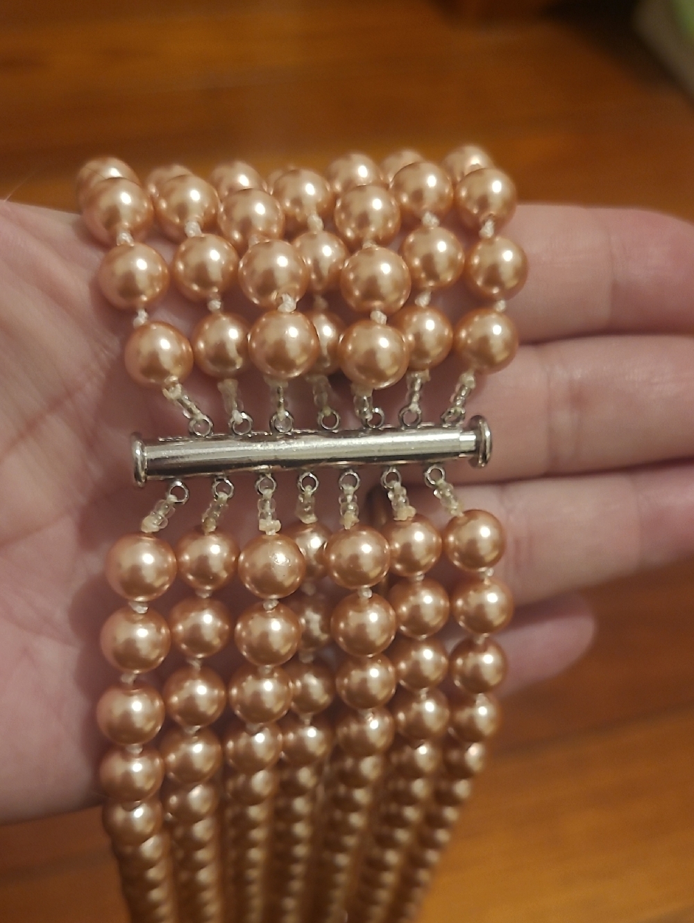 Multi-Strand Rose Gold Pearl Necklace - Women Jewelry